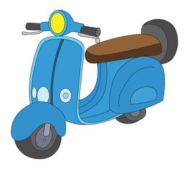 Blue scooter isolated on white background