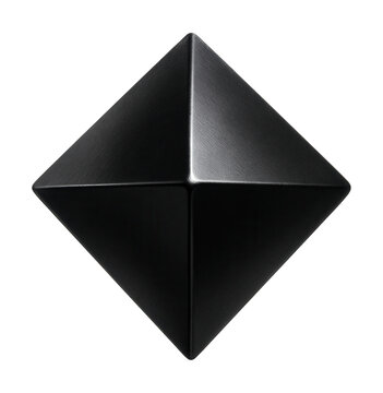 Magnetic black octahedron made of magnetite with a metallic finish.