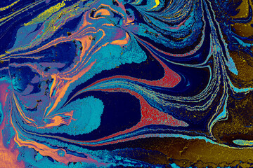 Abstract ebru marbling texture background design.