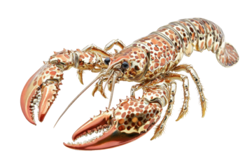 Detailed watercolor illustration of a spiny lobster isolated on transparent background. Spiny lobster isolated on white background.
