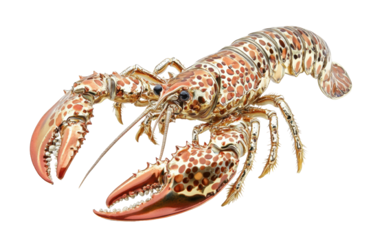 Detailed watercolor illustration of a spiny lobster isolated on transparent background. Spiny lobster isolated on white background. - Powered by Adobe