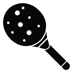 pickleball paddle with ball black and white silhouette