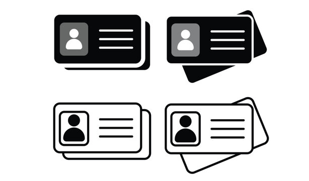 ID Card icon in flat style vector set.