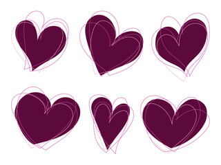 Hand-Drawn Heart Line Vector Set (Transparent Background)