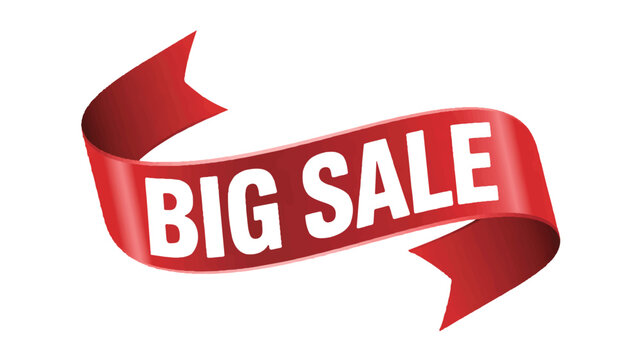 Big Sale Banner Elegant Red Ribbon Design for Promotional Campaigns and Discount Offers