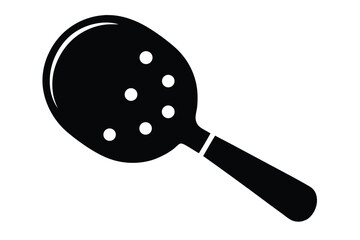 pickleball paddle with ball black and white silhouette