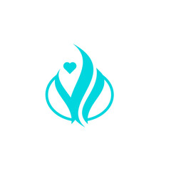 Turquoise Heart Flame Wellness Logo – Love, Care, Healing Symbol
