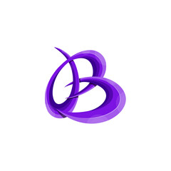Obraz premium Modern 3D Abstract Letter B Logo Design in Purple Gradient