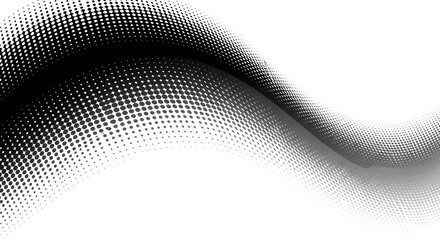 Halftone wave pattern on white background, abstract dotted design element