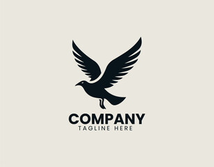 Naklejka premium Minimalist flying bird silhouette vector logo illustration with gracefully stylized wings
