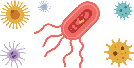 Collection of Diverse Microbes and Bacteria on White