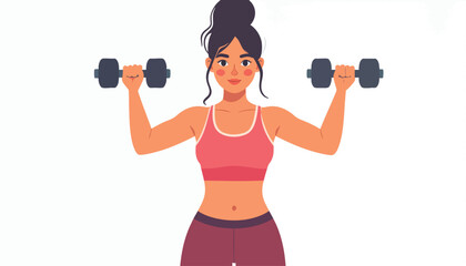 A woman is lifting dumbbells, exercising, and working out.