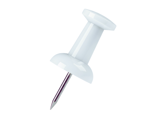 White push pin isolated on transparent background