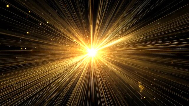 Brilliant center bursts radiating bright golden light against a black background