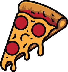 A slice of pepperoni pizza with melted cheese and red sauce vector illustration EPS file download.
