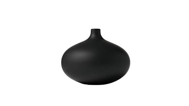 Transparent png of a matte vessel with a narrow neck sits in the center of the frame against a neutral setting –real image , without background –isolated on transparent background.