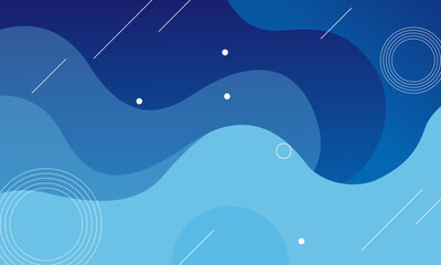 Abstract Blue Wavy Background with Geometric Elements