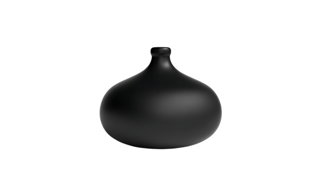 Transparent png of a simple vase with a rounded body and narrow neck against a featureless neutral setting look minimalist –real image , without background –isolated on transparent background.