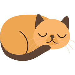 A Sleeping Cat Illustration With Orange Fur And Brown Ears Curled Up On A Transparent Background