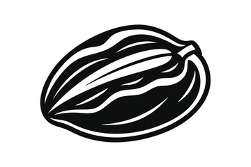 pecan nut black and white silhouette on white background