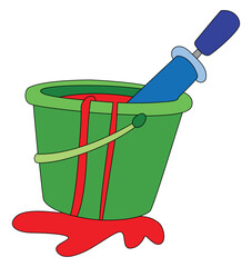 Green Bucket Filled with Bright Colors