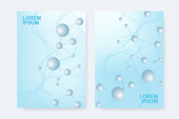 Modern templates for brochure magazine leaflet flyer cover booklet annual report. Modern futuristic hexagonal pattern with particle, molecule structure for medical, technology, chemistry, science.