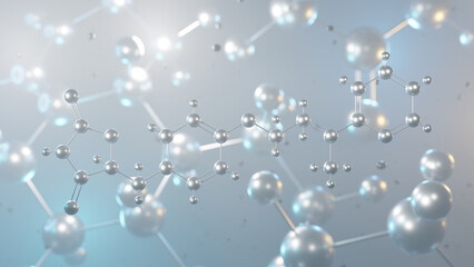 rosiglitazone molecular structure, 3d model molecule, antidiabetic drug structural chemical formula view from a microscope