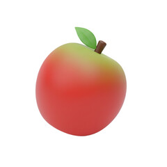 Stylized 3D apple fruit icon with a smooth gradient. A modern digital graphic element for web and app design, cute vector-like illustration isolated on white background