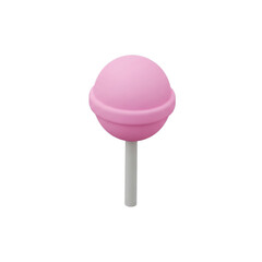 Cute 3D Render of a Pink Lollipop on a White Background