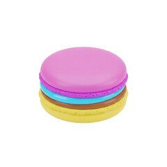 Delicious Layered Macaron Delight A Colorful 3D Rendering of a Classic French Pastry on White Background