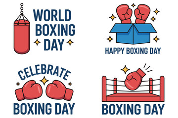 Boxing Day celebration with boxing equipment and festive elements