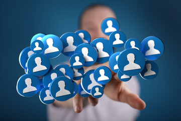 Abstract image showing networking with people icons as concept of connectivity, community and social media