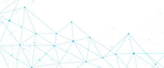 Abstract geometric background with connecting dots and lines with low poly triangle shapes. Polygonal Mesh Background Vector design digital technology concept Global network connection data structure. © Kainat 