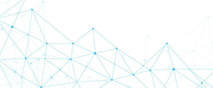 Abstract geometric background with connecting dots and lines with low poly triangle shapes. Polygonal Mesh Background Vector design digital technology concept Global network connection data structure.