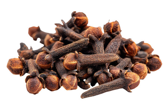 Pile of dried cloves spice isolated on transparent background. Pile of dried cloves spice aromatic isolated on white background.