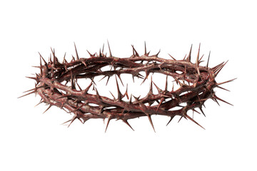Obraz premium Crown of thorns religious symbol isolated on transparent background. Religious symbolism of a thorny crown isolated on white background.