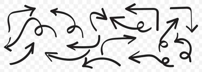 Doddle arrow set. Crayon arrow sketches collection. Hand drawn arrow illustration Hand drawn arrow set with crayon texture - curved and straight, spiral and wavy directional pointers for navigation. ©  ICON TOPPER