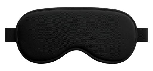 Black sleeping eye mask front view isolated on transparent background