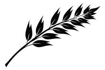 Obraz premium oat branch black and white silhouette on white background