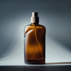 Fototapeta na wymiar Dark and Moody Amber Spray Bottle Mockup with Backlit Spotlight