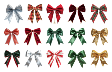 PNG Colorful festive decorative bows, element set on transparent background