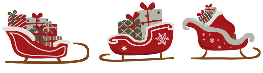 Santa Claus Sleighs with Christmas Gifts Illustration