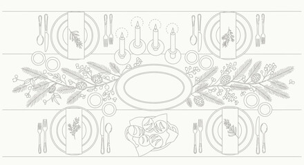 Elegant christmas table setting with candles and decorations