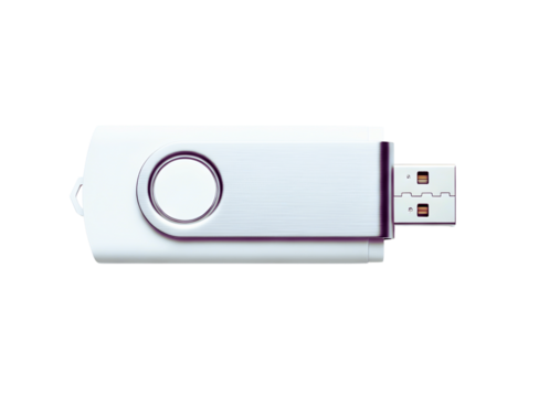 White swivel usb flash drive isolated on transparent background