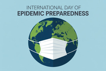 Promote global health with this graphic of Earth wearing a face mask, symbolizing International Day of Epidemic Preparedness and reminding us to stay safe and healthy
