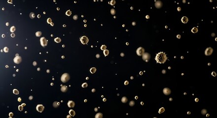 Microscopic world: Exploring floating biological cells and pathogens in dark background