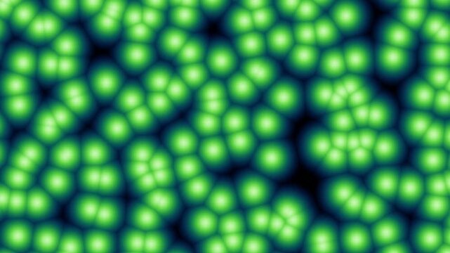 3d video loop animation of surreal green organic abstract cells sculpture in curved, wavy organic lines forms on black background