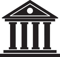 Classical Building Facade Silhouette with Columns and Pediment Keywords: building, architecture, classical, facade, columns, pediment, government, institution, education, history, law, justice