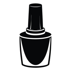 nail polish bottle black and white silhouette on white background