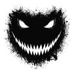 Scary monster face with sharp teeth isolated on white